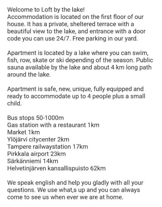 Loft By The Lake Asunto Omakotitalon Alakerrassa Ylojarvi エクステリア 写真